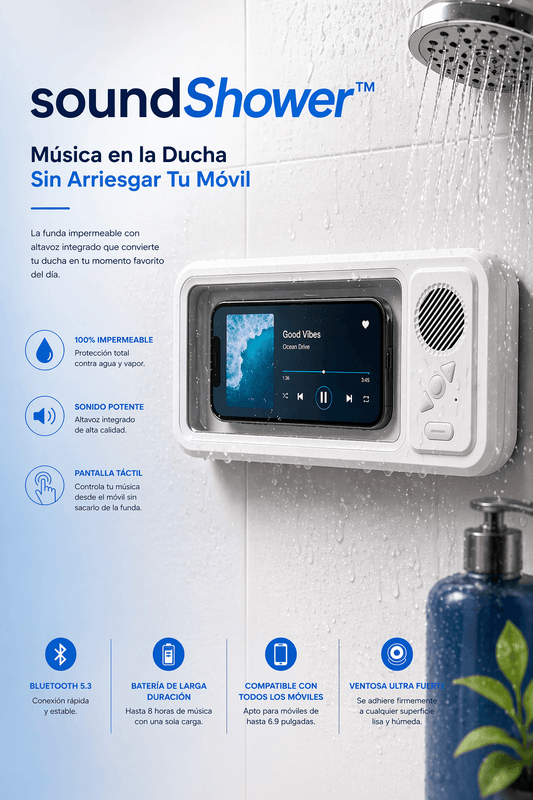 SoundShower™ — Música en la Ducha Sin Arriesgar Tu Móvil"