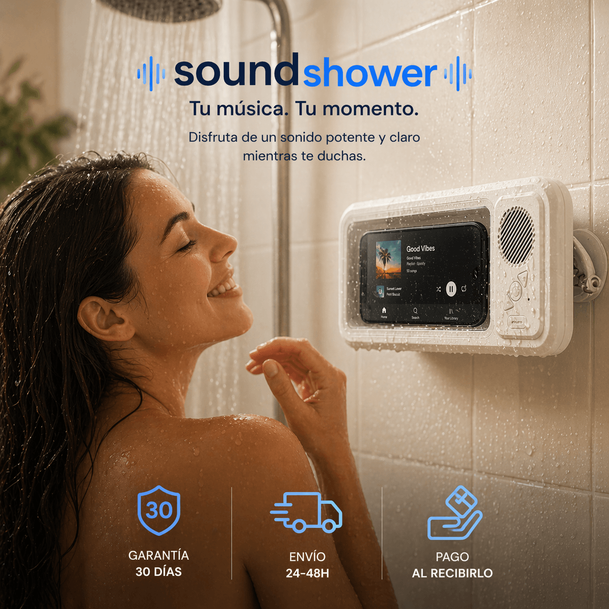 SoundShower™ — Música en la Ducha Sin Arriesgar Tu Móvil"